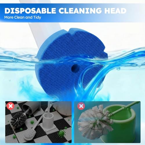 Disposable Toilet Brush 2 Pack- Toilet Bowl Cleaner, Toilet Bowl Brush, Each Toilet Wand with 8 PCS Brush Refills for Bathroom Deep Cleaning Round Shape(2 Pack, White) - size: 2 Brush+ 16 Refills