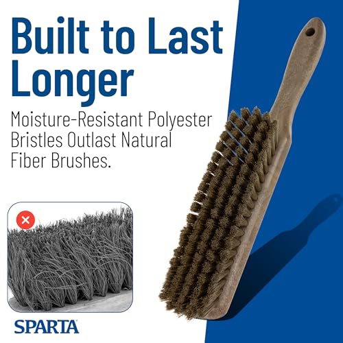 SPARTA 8 Inch Soft Counter Brush with Polyester Bristles and 5 Inch Handle, Color Coded Handheld Broom for Tables Countertops and Foodservice Surfaces, 13 Inch Overall Length, Brown - color: Brown