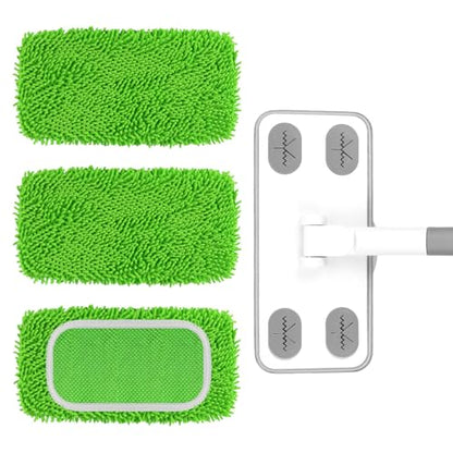 Reusable Microfiber Floor Mop System, Wet & Dry Sweeper Kit, Includes 1 Sweeper Handle, 3 Washable Chenille Mop Pads, Dry & Wet Use for Hardwood, Tile, and Laminate Floor - color: Gray