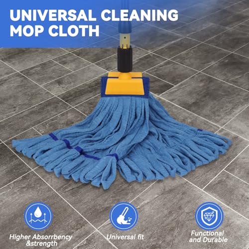 Heavy Duty Commercial Mop Head Replacement Microfiber Tube Mop Heads for Floor Cleaning: 3 Packs Looped End Wet Mop Head Refill for Home Commercial Industrial Use (Blue) - color: Blue-3pack