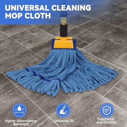 Heavy Duty Commercial Mop Head Replacement Microfiber Tube Mop Heads for Floor Cleaning: 3 Packs Looped End Wet Mop Head Refill for Home Commercial Industrial Use (Blue) - color: Blue-3pack