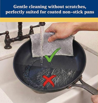 12pcs Scratch-Free Steel Dishcloths. Reusable, Quick-Dry, Odorless. Perfect for Dishes, Sinks, cookware. 7.87"x7.87". (12, Light Gray, Large) (12pcs[Double Layer Silver], 7.87×7.87inch) - color: 12pcs[double Layer Silver]
