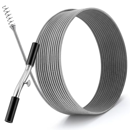 Threlaco 50 ft Drain Auger Plumbing Snake for Heavy Deep Blockages 1/4" Diameter Flexible Plumbing Cables Drain Snake for Kitchen Bathroom Shower Sink Cleaning Drainage Clogs - size: 50 Ft, 1/4" Diameter