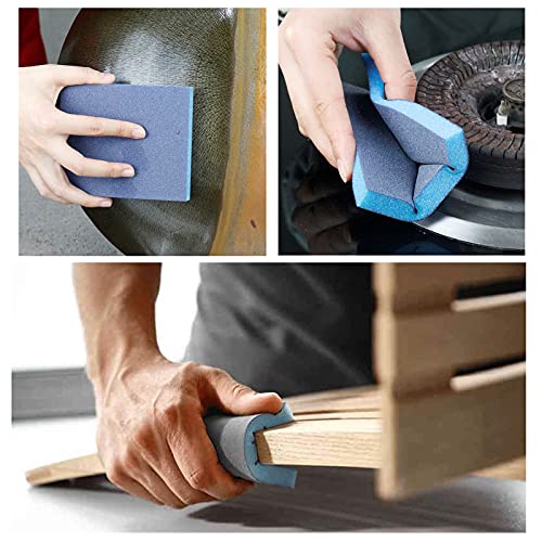 16Pcs 100 Grit Sanding Sponge, Jamiikury Medium Sanding Blocks Washable and Reusable, Wet Dry Sandpaper Sponge for Wood Metal FurniturePaint and Drywall - size: 100 Grits