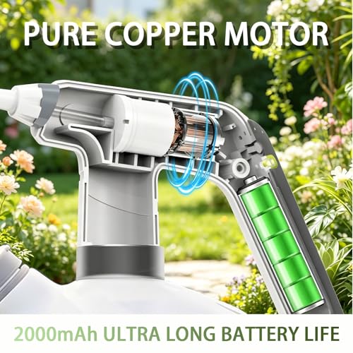 Electric Spray Bottle, 0.5 Gallon Battery Powered Plant Mister with Extended Wand, 2000mAh USB Rechargeable Automatic Garden Sprayer, Adjustable Spout Continuous Water Sprayer for Indoor Houseplants - size: 2L/0.5 Gallon