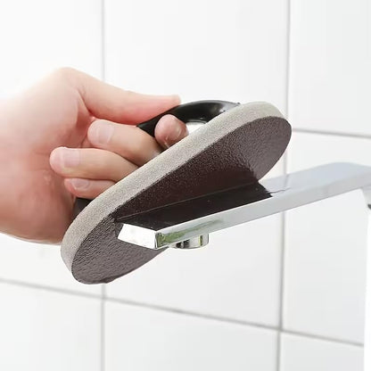 Diamond Sandpaper Magic Sponge Scrubber - Heavy Duty Cleaning Brush with Non-Electric Plastic Handle, for Pots, Pans, Grinders, Knives, Descaling & Decontamination, Commercial Kitchen Supplies,（Brown）