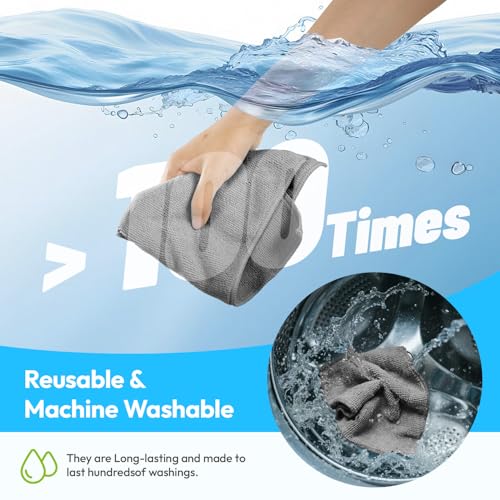 Microfiber Towels for Cars,12 Pack,12" x 12" Gray | Microfbier Cleaning Cloth Lint Free Scratch Free Super Absorbent For Kitchen Garage Window Automotive Car Rags - color: Gray