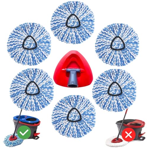 6 Pack Mop Head Replacement for O Cedar Only 2-Tank RinseClean Spin Mop, Mop Replace Refills for Ocedar Made of Fluffy Microfiber, Machine Washable, with 1 Mop Base - size: 6pcs 2-Tank Mop Blue and 1 Mop Base Set