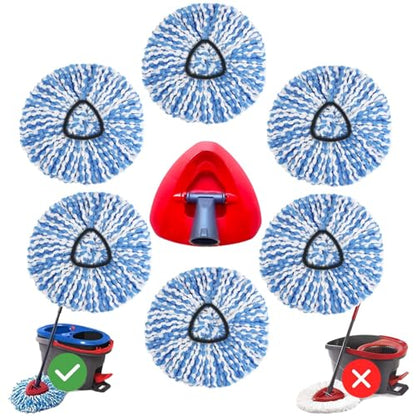 6 Pack Mop Head Replacement for O Cedar Only 2-Tank RinseClean Spin Mop, Mop Replace Refills for Ocedar Made of Fluffy Microfiber, Machine Washable, with 1 Mop Base - size: 6pcs 2-Tank Mop Blue and 1 Mop Base Set