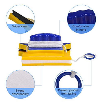 Double Side Magnetic Window Cleaner, Magnet Window Cleaner Tool with 2 Cleaning Cotton for High Rise and Car Glazed Windows