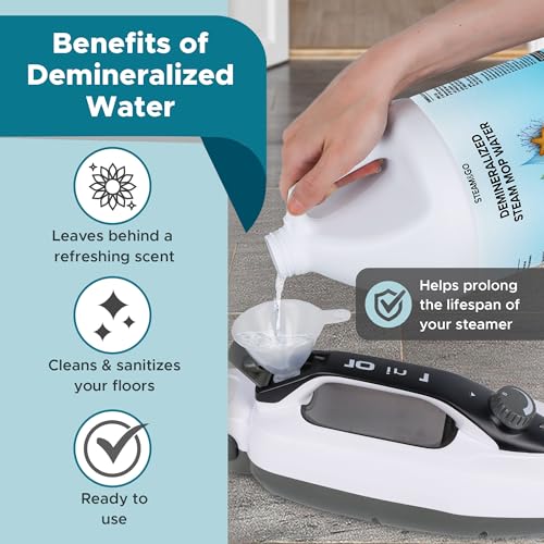 Steam & Go Demineralized Water for Steam Mop – Clean Ocean Scent, 128 fl oz (1 gal) | Scented Floor Cleaner Solution, Ready-to-Use, Compatible with Any Steam Cleaner - size: 1 gallon