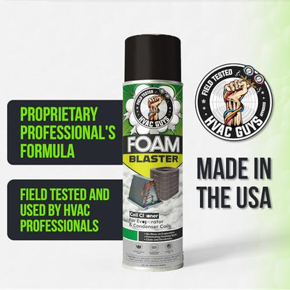 Leak Saver Foam Blaster AC Coil Cleaner Foam Spray | HVAC Coil Cleaner for AC Unit | Professional Deep-Penetrating Formula for Evaporator (No Rinse) & Condenser (Light Rinse) - 12 Pack - size: 18 Fl Oz (Pack of 12)