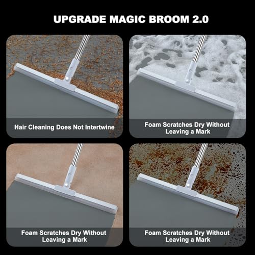 Rubber Squeegee Broom for Floor,62" Long Handle Window Squeegee, Silicone Pet Hair Remover,Magic Squeegee Broom for Indoor Cleaning,Cleans Glass, Hair, fine dust, Liquids, Suitable Smooth Floors, Rugs - size: Large (1 in 1)