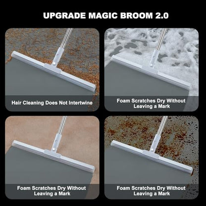 Rubber Squeegee Broom for Floor,62" Long Handle Window Squeegee, Silicone Pet Hair Remover,Magic Squeegee Broom for Indoor Cleaning,Cleans Glass, Hair, fine dust, Liquids, Suitable Smooth Floors, Rugs - size: Large (1 in 1)