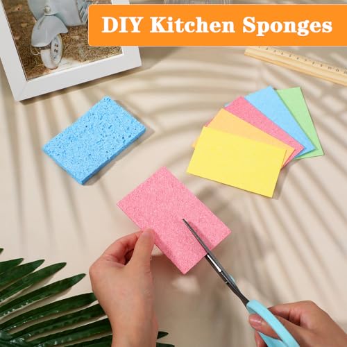 15Pcs Cellulose Sponges Kitchen Reusable Compressed Sponges Kitchen Sponge for Cleaning (5 Colors)