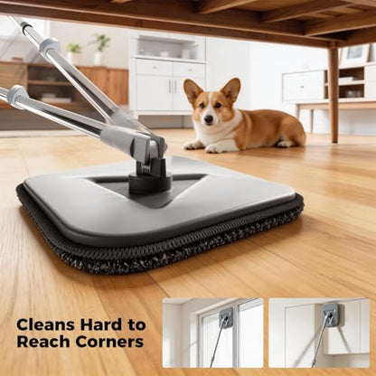 Masthome Spin Mop and Bucket with Wringer Set, Clean Dirty Water Separation, 360° Rotating Floor Mop with Adjustable Stainless Steel Handle, Reusable Pads for Hardwood Tile Laminate Home Cleaning - color: Grey-large