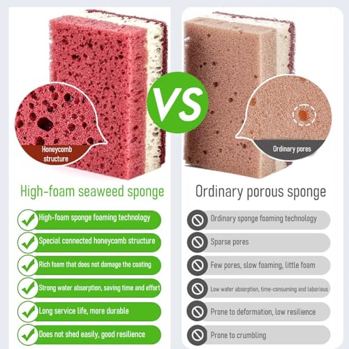 Non-Scratch Household Cleaning Sponges- Scrubbing Dish Sponge Ideal for Washing Kitchen,Dishes, Bathroom &More - 3 Kitchen Cleaning Sponges