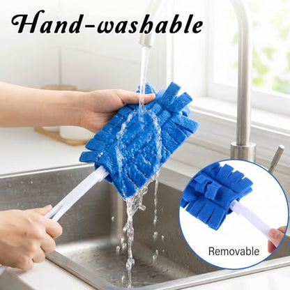 3PCS Reusable Duster Refills Washable Reusable 360° Electrostatic Microfiber Pads Fleece Duster Refill with 1Handle Fleece Duster-Refills Cleaning Pads for Home Furniture Fans Blinds Car Pet