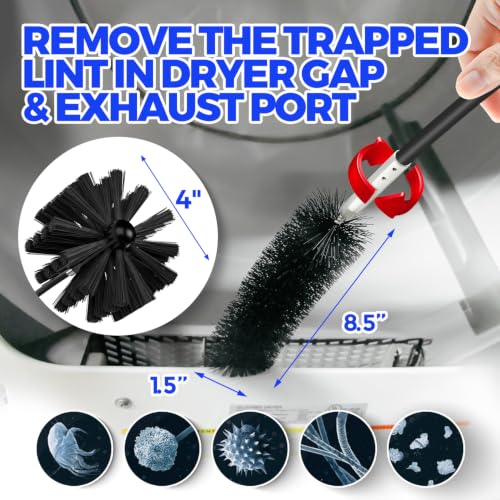 Holikme 15 Feet Dryer Vent Cleaner Kit, Lint Remover, Extends Up to 15 Feet, Synthetic Brush Head, Use with or Without a Power Drill,Black - color: Black