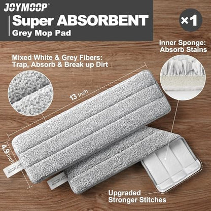 JOYMOOP Bathroom Cleaning Set, Mop and Bucket System with Toilet Brush Set, White, Microfiber Flat Mop for Household & Commercial Floor and Bathroom Cleaning - color: White Liteb131