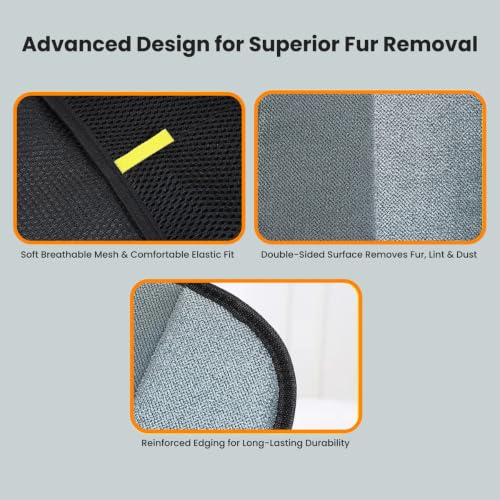 Pet Hair Remover Glove for Dogs & Cats – Upgraded 5-Finger Deshedding & Grooming Glove, Reusable Electrostatic Fur Remover for Furniture, Couch, Carpet & Car Seats