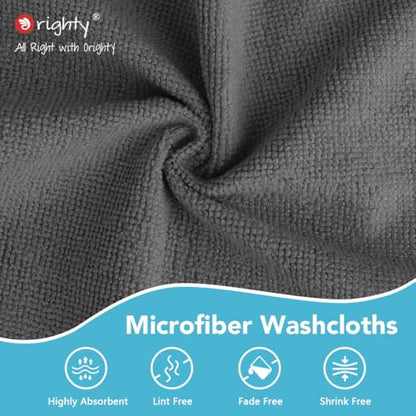 Orighty Washcloths Bulk, 200 Pack Highly Absorbent & Soft Feel Microfiber Face Towels, Multi-Purpose Wash Cloths & Hand Towels for Bathroom, Hotel, Spa, and Gym, 12x12 Inch, Grey - color: Grey