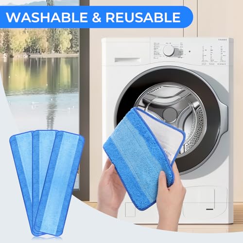 Wlich 3 Pack Microfiber Cleaning Pads are Compatible with Bona Mop,18 Inch Replaceable Mop Pad Refill,Washable & Reusable Blue Microfiber Mop Pads for Hardwood and Hard-Surface Floors - size: 3PCS
