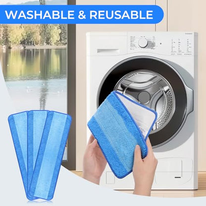 Wlich 3 Pack Microfiber Cleaning Pads are Compatible with Bona Mop,18 Inch Replaceable Mop Pad Refill,Washable & Reusable Blue Microfiber Mop Pads for Hardwood and Hard-Surface Floors - size: 3PCS