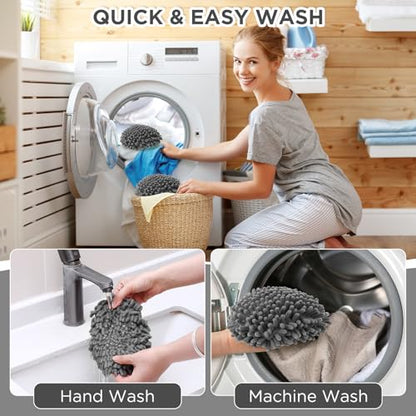 Baderke 3 Pack Chenille Mop Heads Replacements Compatible with 1 Tank System Chenille Duster Replacement Heads Microfiber Spin Mop Refill Pads Reusable Dust Refills for Floor Cleaning (Gray) - color: Gray