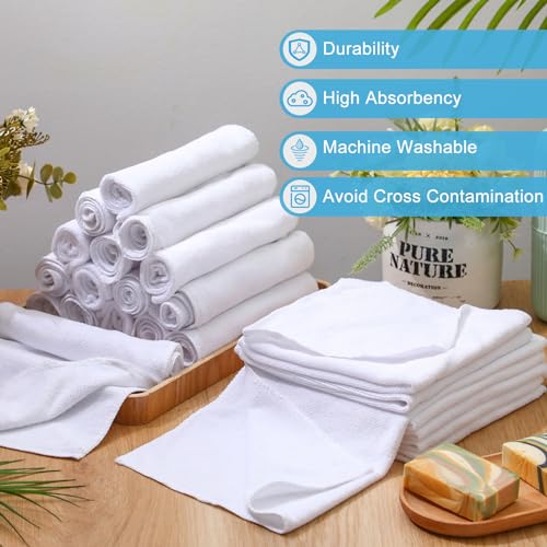 Nuenen Microfiber Cleaning Cloths for Cars 16 x 16 Inch Ultra Absorbent Car Towels Drying Reusable Cleaning Supplies House Kitchen Window Microfiber Towel(White,60 Pcs) - color: White