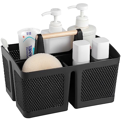rejomiik Portable Shower Caddy Basket Plastic Cleaning Caddy Organizer Storage Tote with Handle for Bathroom, College, Dorm Room Essentials, Black - color: Black