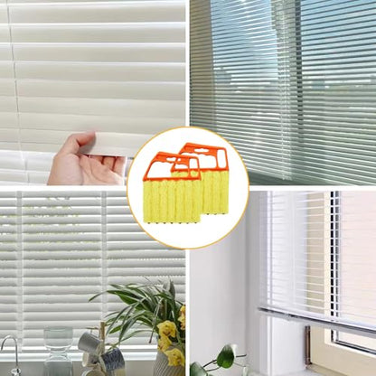 2 Pcs Blinds Cleaner Duster Tool 7 Finger Microfiber Washable Mini Window Dusters for Cleaning Dust Remova for Window Air Conditioner Vent Fans Venetian Shades Wood Blinds Dust Dirt - color: Orange
