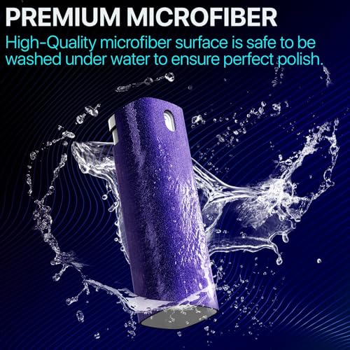 IO CLEAN Mini Screen Cleaner Spray – Finger Proof Screen Cleaner for Smartphones, iPads, MacBooks, Laptops, Car Screens, Touchscreens – 3in1 Mist Cleaner, Microfiber Cloth and Cover (Navy Blue) - color: Navy blue