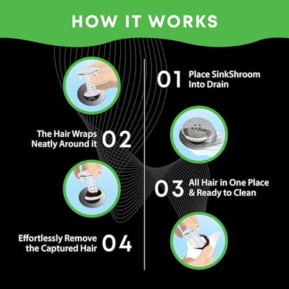 SinkShroom Revolutionary Bathroom Sink Drain Protector Hair Catcher, Strainer, Snare, Silicone , Brushed, Sinkshroom Chrome Edition, 1" -1.4" - color: Sinkshroom Chrome Edition