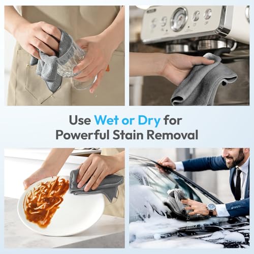 Microfiber Towels for Cars,12 Pack,12" x 12" Gray | Microfbier Cleaning Cloth Lint Free Scratch Free Super Absorbent For Kitchen Garage Window Automotive Car Rags - color: Gray