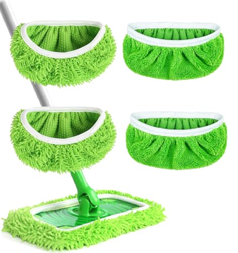 Reusable Microfiber Mop Pads Washable Wet Pads Compatible with Swiffer Sweeper Refills Pads for Wet & Dry Sweeping Cloths Mop Head Replacement for Household Cleaning (Green 4PCS) - size: Green 4PCS
