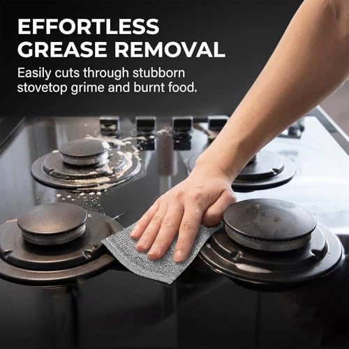Fliwos Multipurpose Wire Dishwashing Rags, Non-Scratch Metal Wire Dishcloth, Reusable Cleaning Cloth, Thickened Metal Scrubbing Pads Kitchen Towels for Sinks, Dishes, Pots, Pans (10 Pcs) - color: 10 Pcs