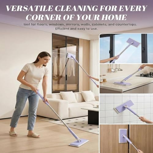 The Zero-Touch Mini Mop, 2026 Upgraded Snap Grip Mini Mop, Cloth Changing MiniMop with Automatic Hands Free Push Pull Handle, Suitable Disposable Pads Kitchen Counter Cleaning (White 39 in) - color: White 39 in
