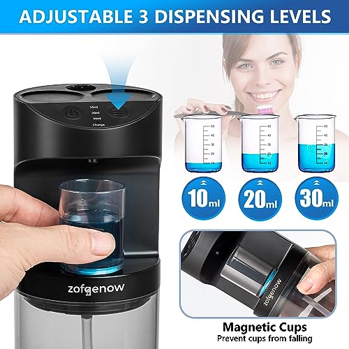 ZOFGENOW Automatic Mouthwash Dispenser for Bathroom,Bathroom Accessories 19.4 Fl Oz Dispensers with Magnetic Cups,Wall Mounted Dispenser,Suitable for All Age Groups,Black - color: Black
