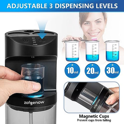 ZOFGENOW Automatic Mouthwash Dispenser for Bathroom,Bathroom Accessories 19.4 Fl Oz Dispensers with Magnetic Cups,Wall Mounted Dispenser,Suitable for All Age Groups,Black - color: Black