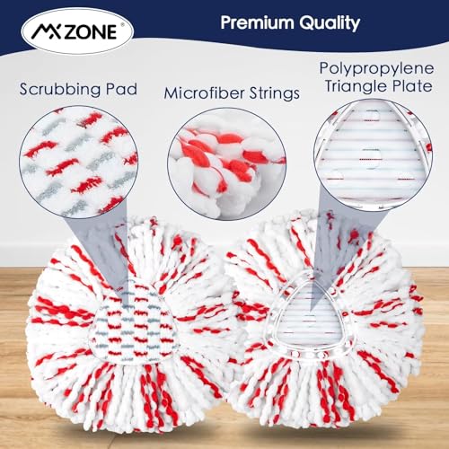 Spin Mop Replacement Heads Compatible with O-Cedar EasyWring 1-Tank System - Microfiber Mop Head Refills for Deep Floor Cleaning, Scrub Pad for Tile Hardwood Kitchen, 2 Pack - size: 2pcs 1-Tank Mop Red