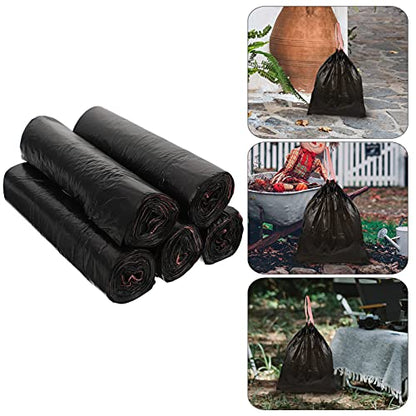 Cabilock 75pcs Large Heavy Duty Garbage Bags Sanitary Disposal Bags Drawstring for Easy Use - color: black