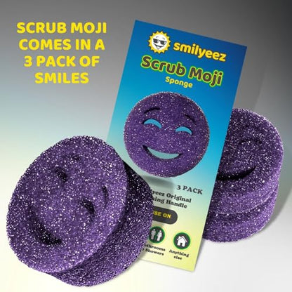 The Original Smiling Handle with Soap Dispensing for Scrub Daddy (Reg. TM) Sponge and Scrub Moji Sponges with Smilyeez Caddy, Dishwand, & 2 Scrub Mojis (White & Grey) - style: White - Grey With Sponges