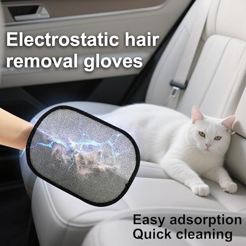 3-Pack Magic Brush Pet Hair Removal Gloves with A Hair/Lint Removal Tool – Remove Cat/Dog Fur from Clothing, Furniture, Car Seats, Bedding & Carpet