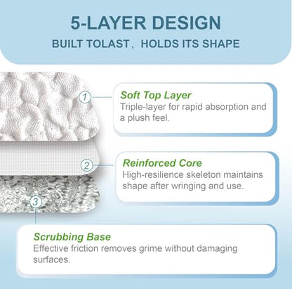 6PCS Double-Sided Non-Scratch Cleaning Cloths - Reusable Scrub Pads & Dish Cloths, Fast-Dry & Odor-Resistant for Non-Stick Pans, Glass, Stovetops & Sinks