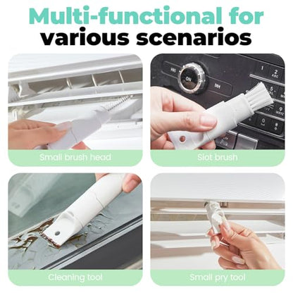 Blind Cleaner Duster Tool with 6 Refills, 5 in 1 Washable Microfiber Fan Cleaning Brush Reusable Feather Duster for Window Blind, Ceiling Fan, Crevice, Track, Gap