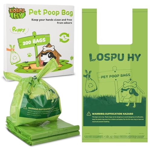 Poop Bags for Dogs, 200 Count Dog Poop Bags with Handles, Extra Thick Strong Leak Proof Doggie Waste Bag for Waste Refuse Cleanup, Outdoor Puppy Walking and Cats Litter - color: Green, size: 1 Count (Pack of 200)