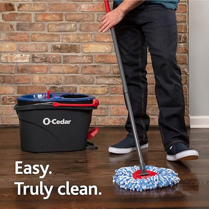 O-Cedar RinseClean Spin Mop & Bucket System + 2 Extra Mop Heads | Clean with Water | Removes 99% of Bacteria - color: Rinseclean Spin Mop & Bucket + 2 Extra Refills