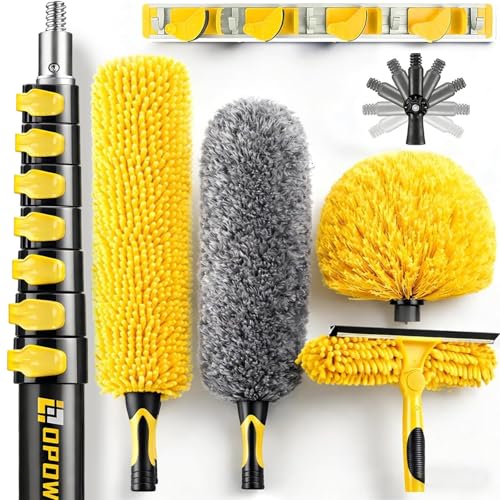 36 Foot High Ceiling Duster Kits with 4.6-30ft Heavy Duty Extension Pole, High Reach Duster for Cleaning,Microfiber Feather Duster,Cobweb Duster,Ceiling Fan Duster,Window Squeegee & Cleaner - size: 30 feet