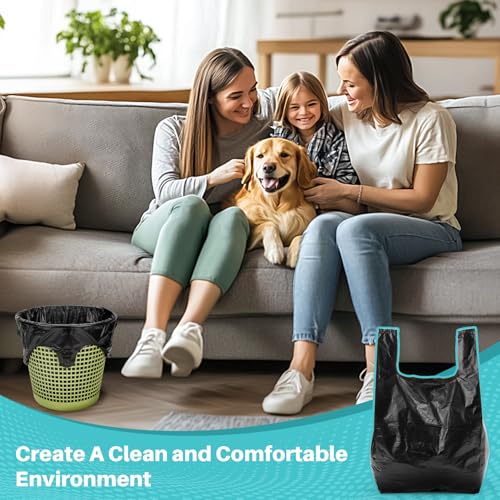 Trash Bags - 35PACK 4 Gallon Garbage Bags with Handle, Black Plastic Trash Bag for Bathroom, Garbage, Strong Plastic Trash Can Liners for Kitchen, Office, Bathroom Can, Large Capacity for Home Storage